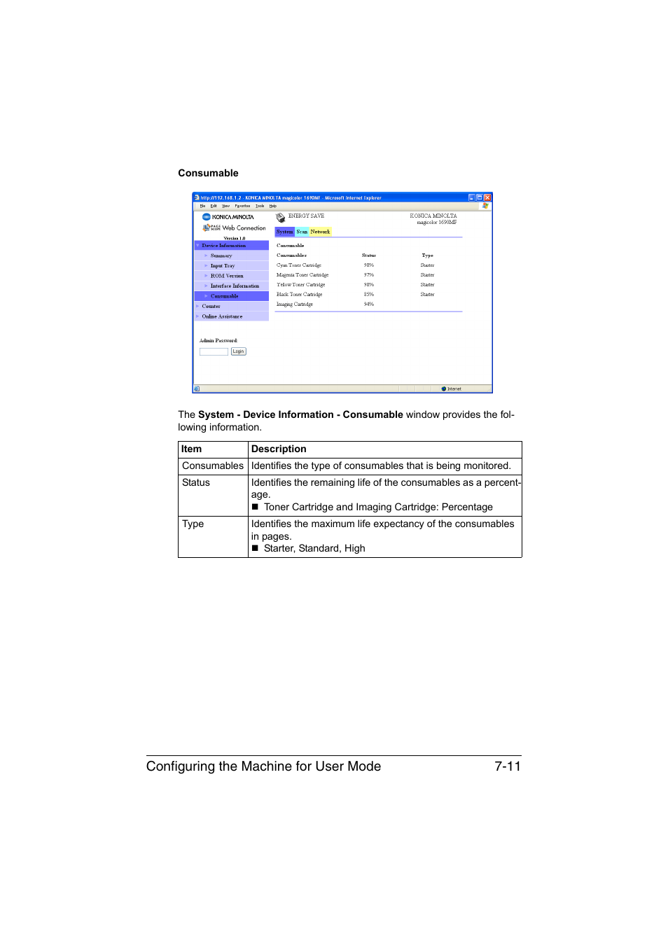 Configuring the machine for user mode 7-11 | Konica Minolta magicolor 1690MF User Manual | Page 232 / 325