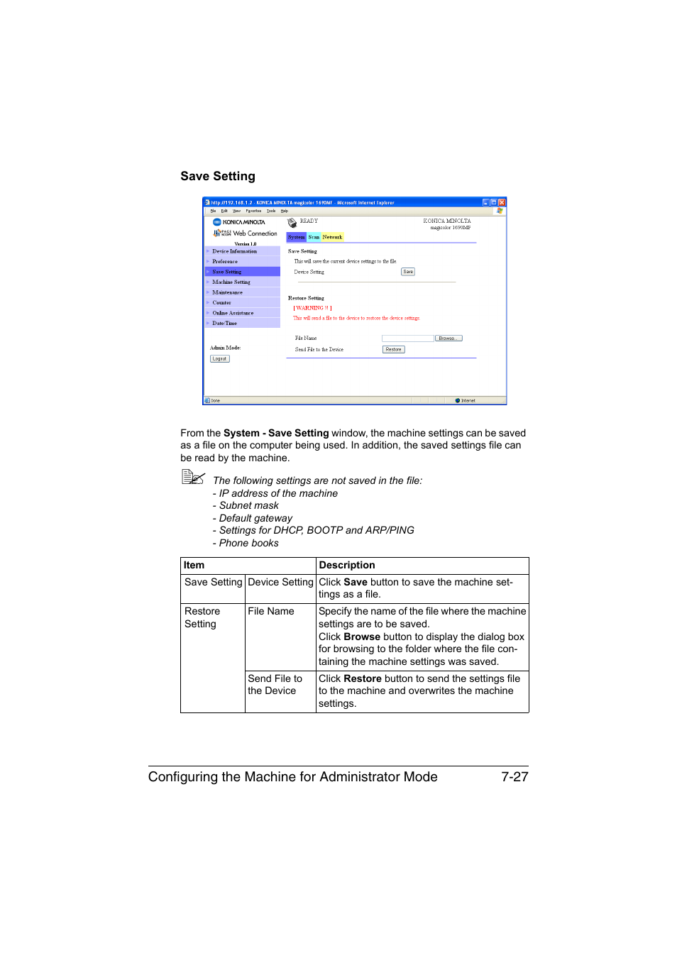 Save setting, Save setting -27 | Konica Minolta magicolor 1690MF User Manual | Page 248 / 325