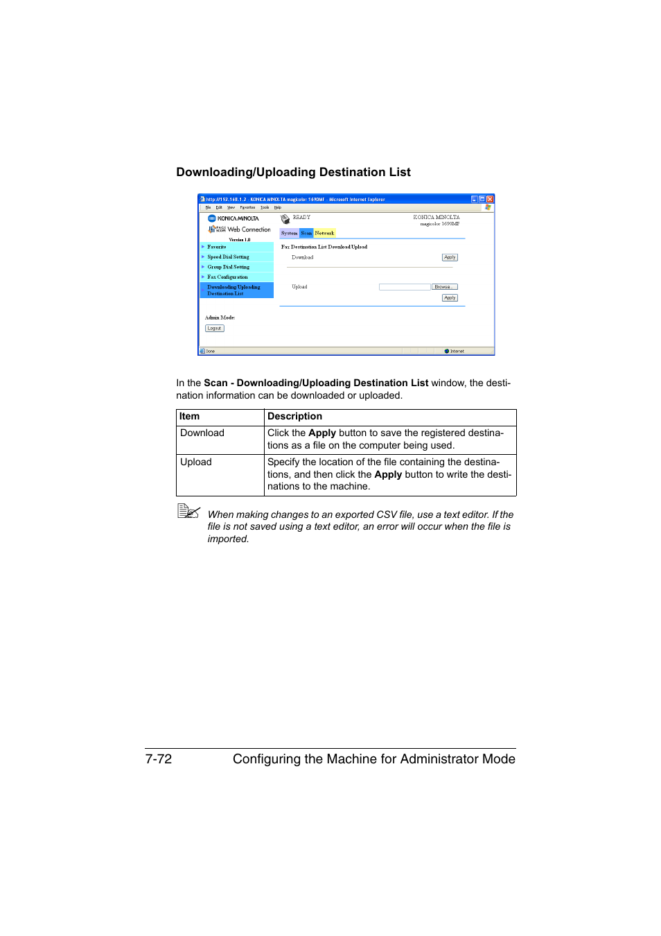 Downloading/uploading destination list, Downloading/uploading destination list -72 | Konica Minolta magicolor 1690MF User Manual | Page 293 / 325