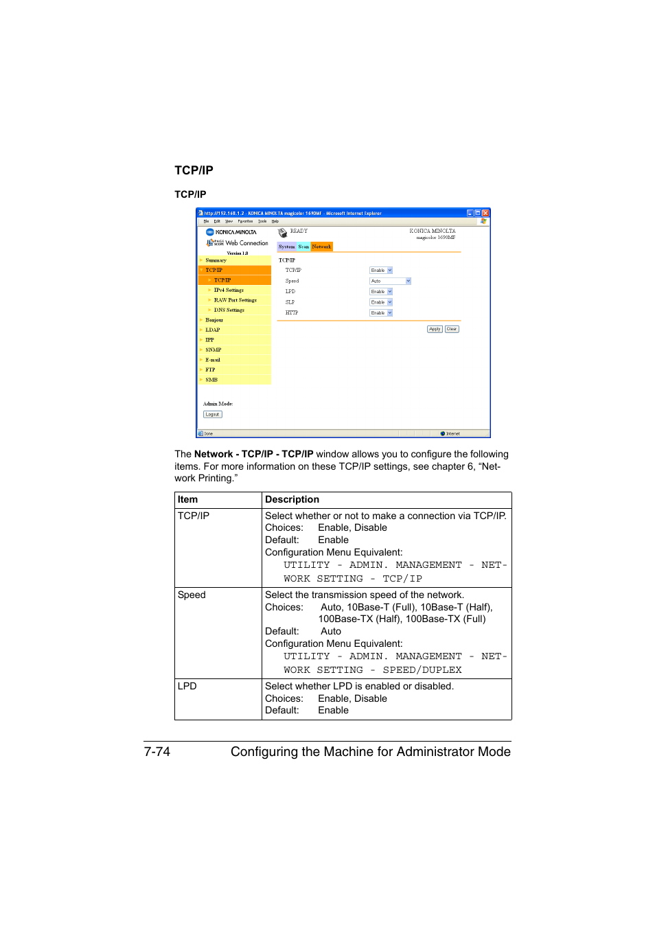 Tcp/ip, Tcp/ip -74 | Konica Minolta magicolor 1690MF User Manual | Page 295 / 325