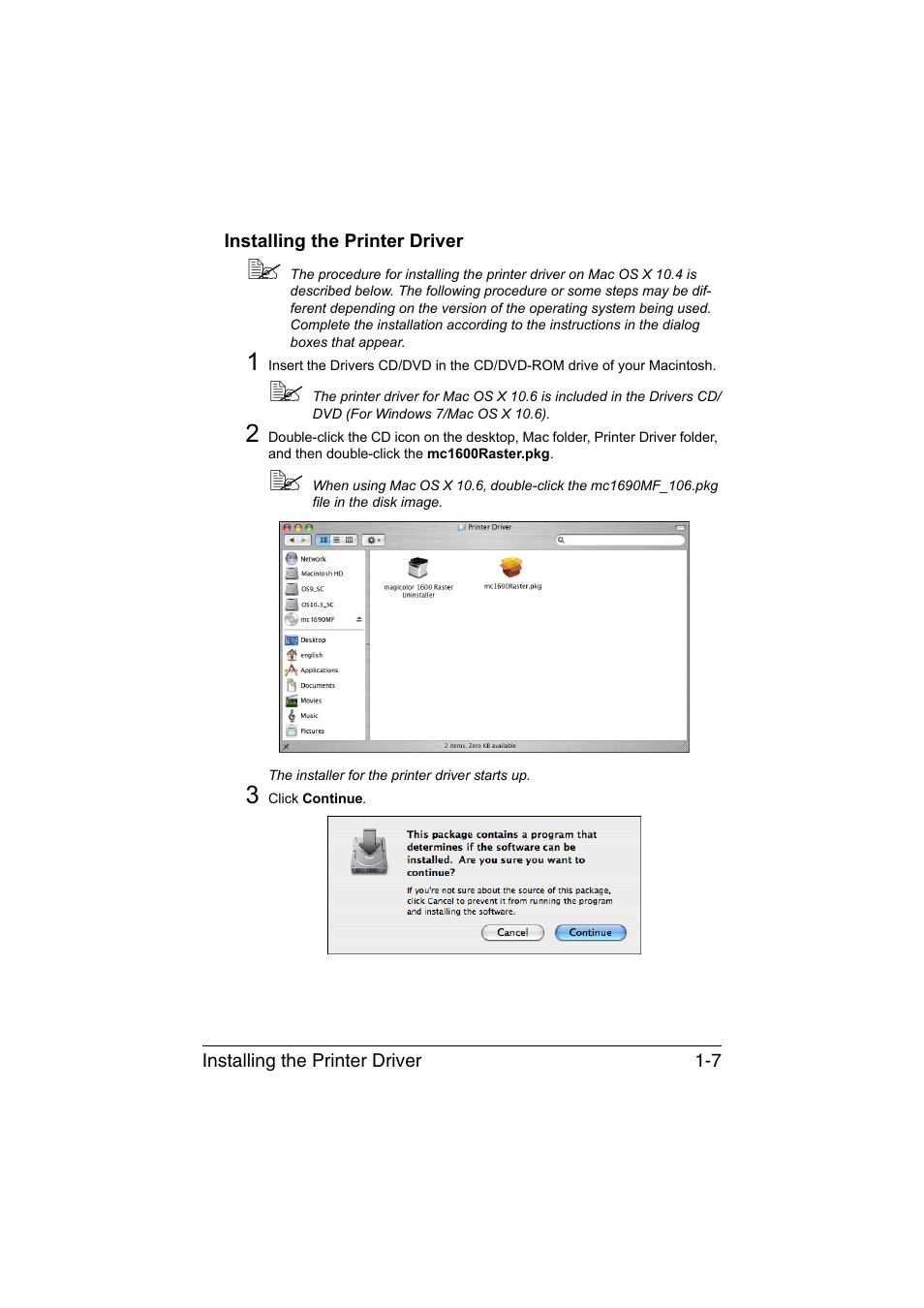 Installing the printer driver, Installing the printer driver -7 | Konica Minolta magicolor 1690MF User Manual | Page 30 / 325