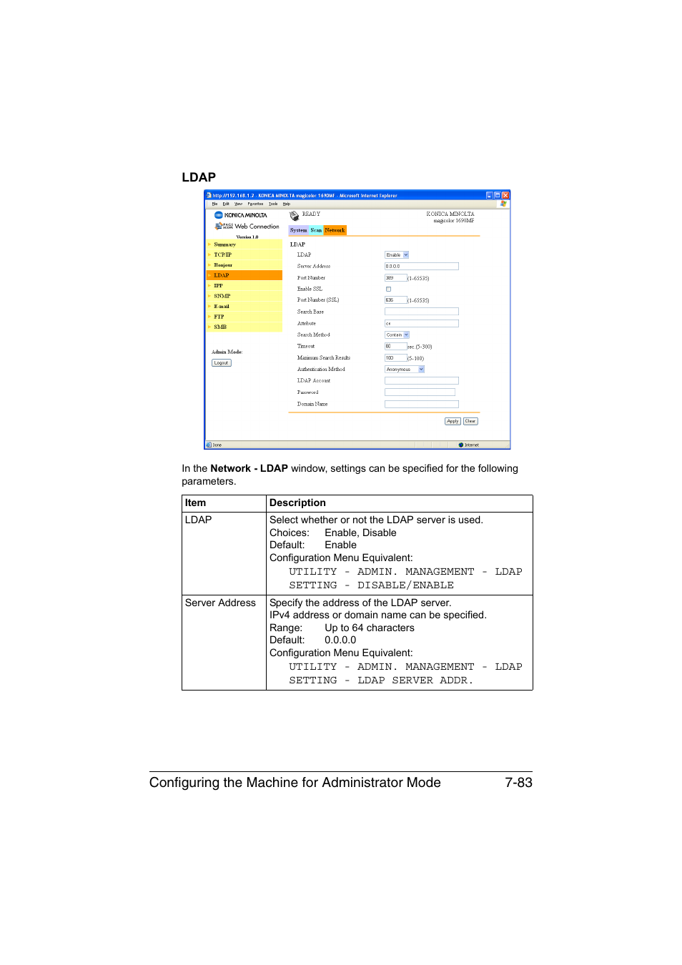 Ldap, Ldap -83 | Konica Minolta magicolor 1690MF User Manual | Page 304 / 325