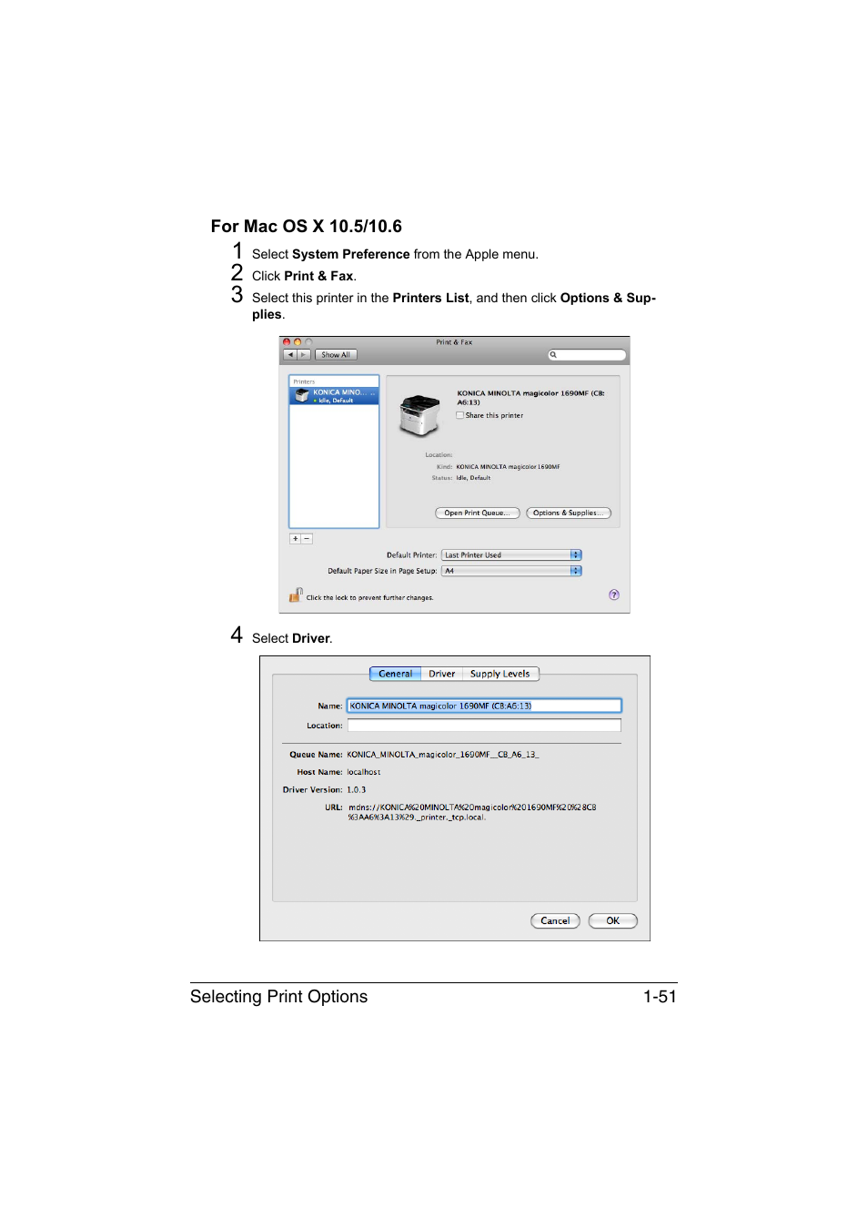 For mac os x 10.5/10.6, For mac os x 10.5/10.6 -51 | Konica Minolta magicolor 1690MF User Manual | Page 74 / 325