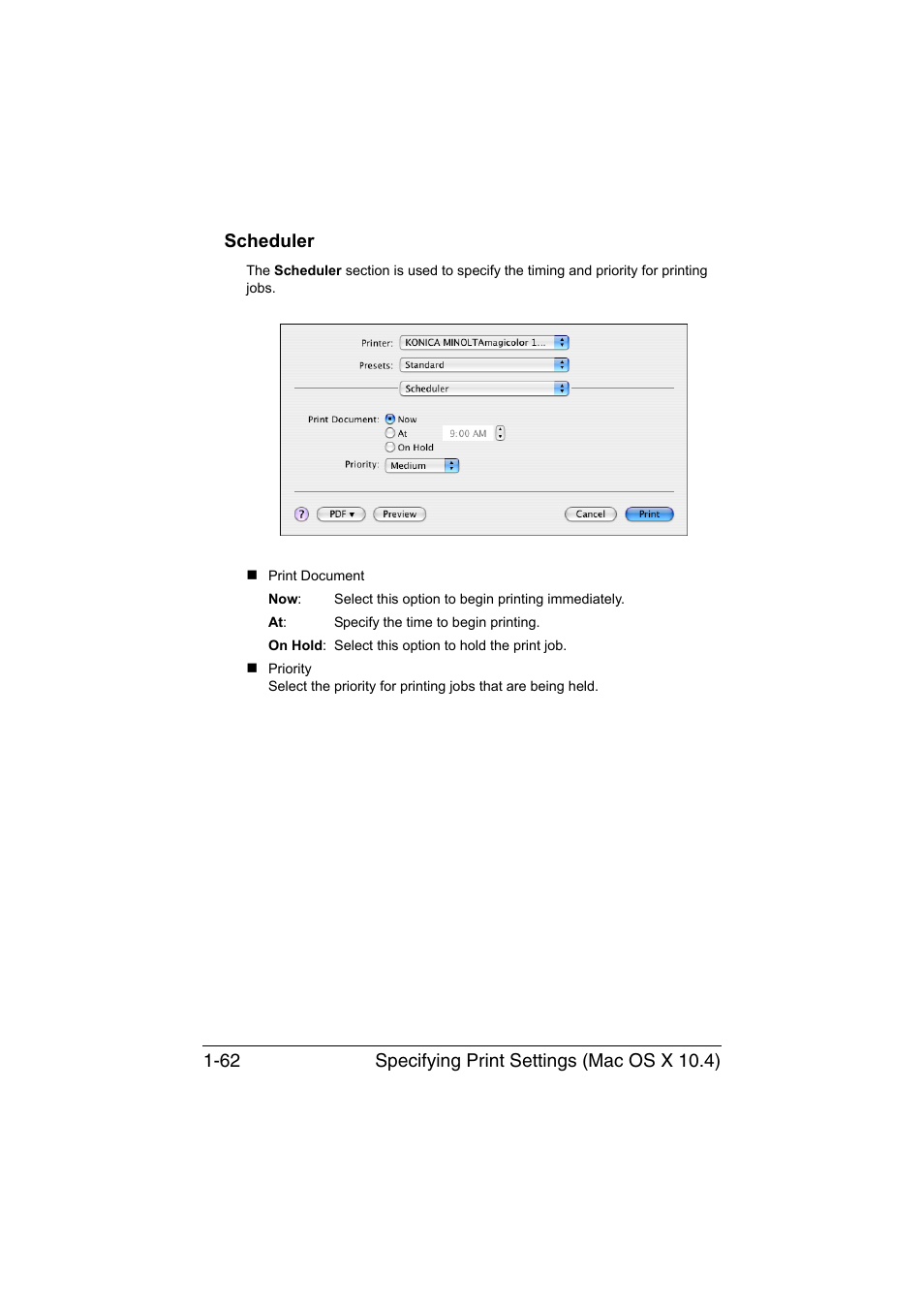 Scheduler, Scheduler -62 | Konica Minolta magicolor 1690MF User Manual | Page 85 / 325