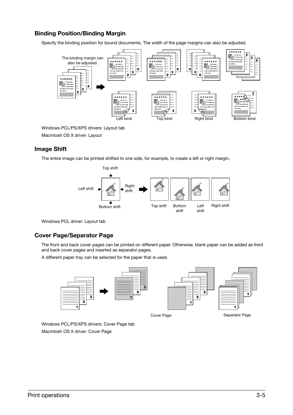 Binding position/binding margin, Image shift, Cover page/separator page | Konica Minolta bizhub C25 User Manual | Page 18 / 38