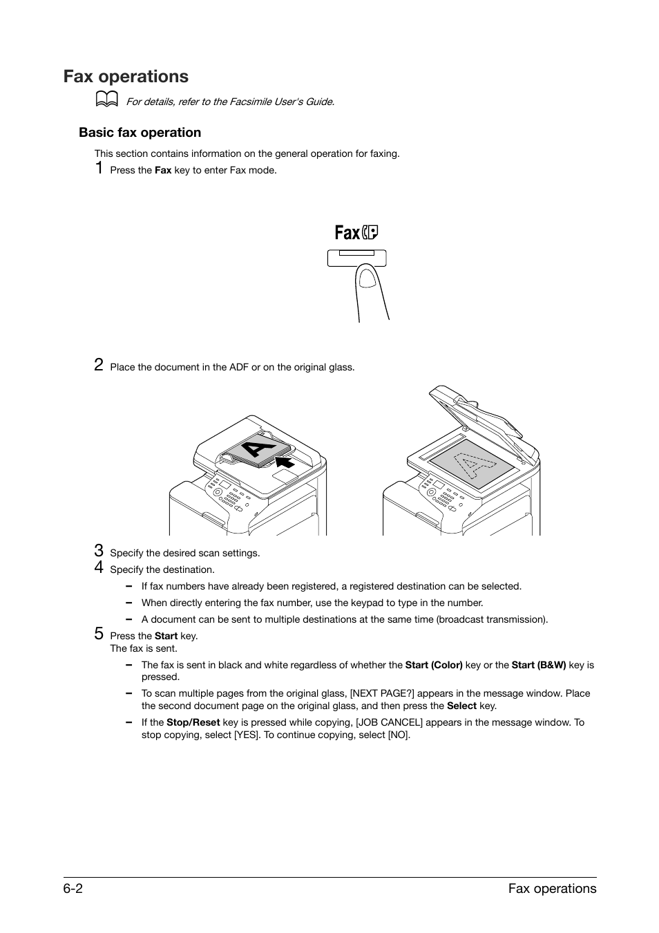 Fax operations, Basic fax operation, Fax operations -2 | Basic fax operation -2 | Konica Minolta bizhub C25 User Manual | Page 31 / 38