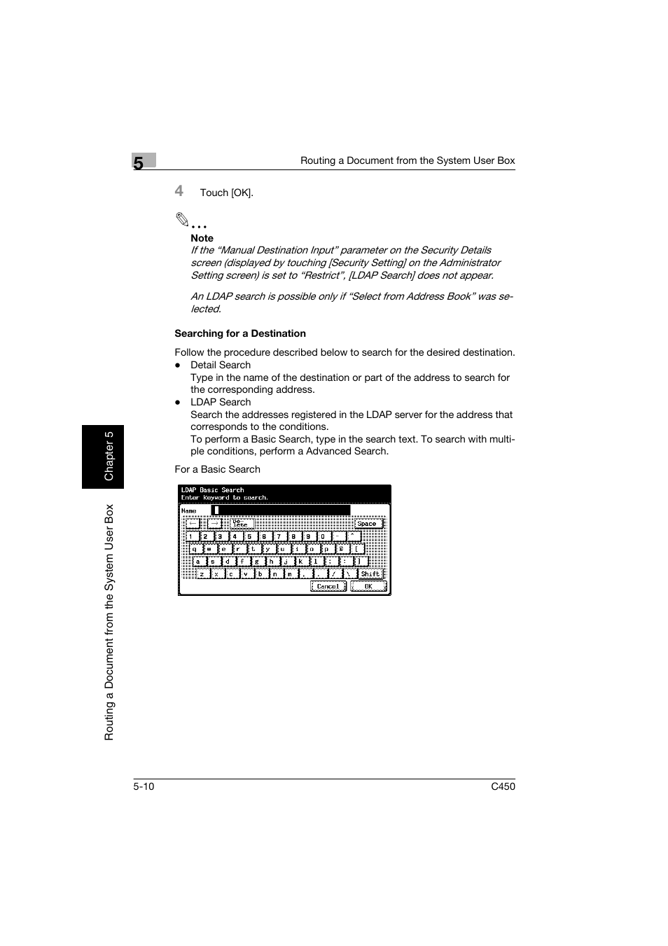 Searching for a destination, Searching for a destination -10 | Konica Minolta BIZHUB C450 User Manual | Page 113 / 194