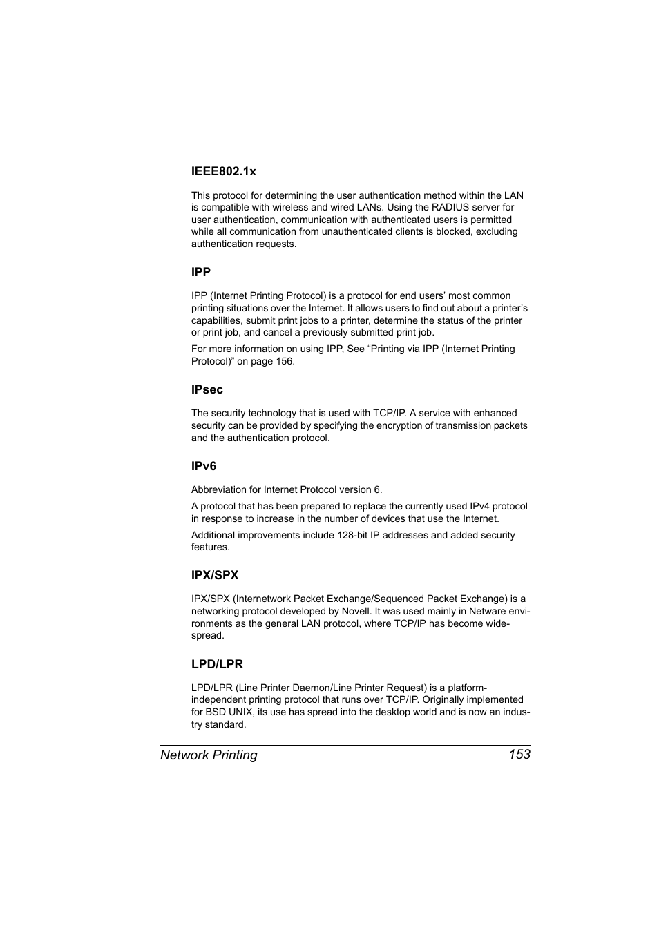 Ieee802.1x, Ipsec, Ipv6 | Ipx/spx, Lpd/lpr | Konica Minolta bizhub C31P User Manual | Page 171 / 382