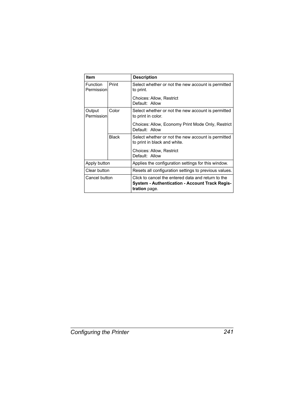 Configuring the printer 241 | Konica Minolta bizhub C31P User Manual | Page 259 / 382