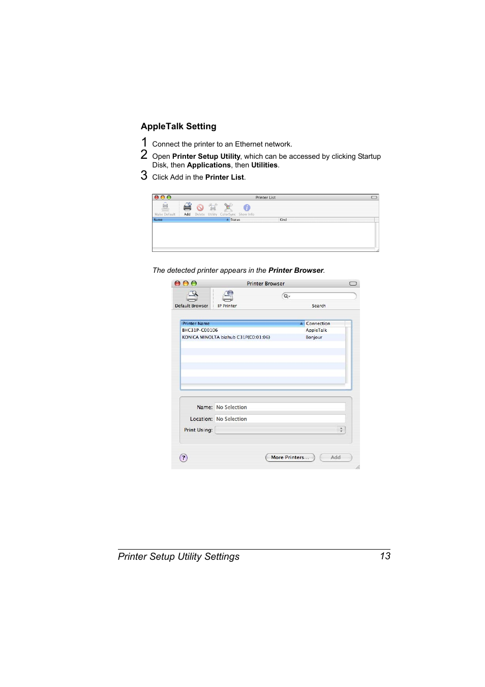 Appletalk setting, Appletalk setting 13 | Konica Minolta bizhub C31P User Manual | Page 31 / 382