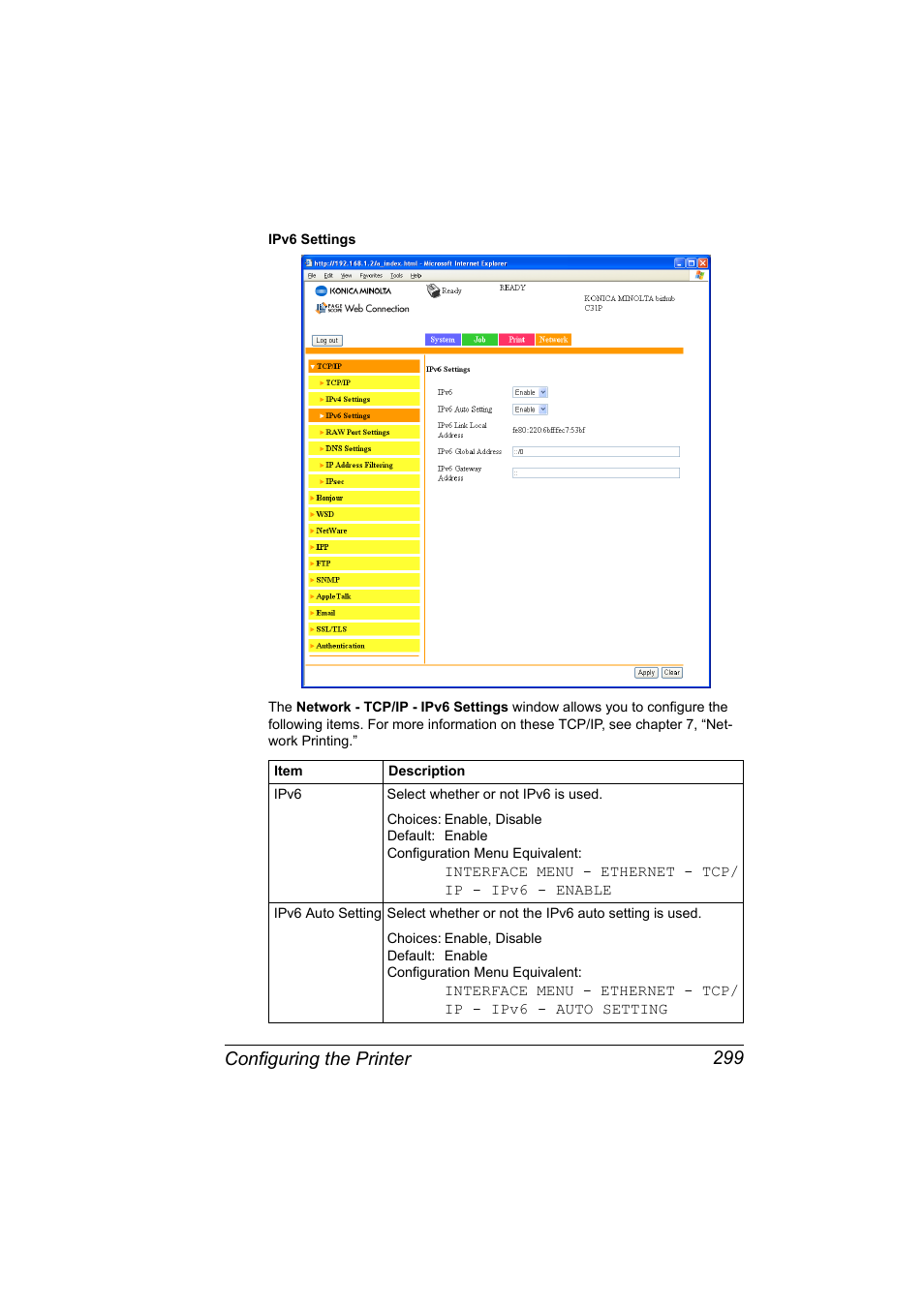 Configuring the printer 299 | Konica Minolta bizhub C31P User Manual | Page 317 / 382