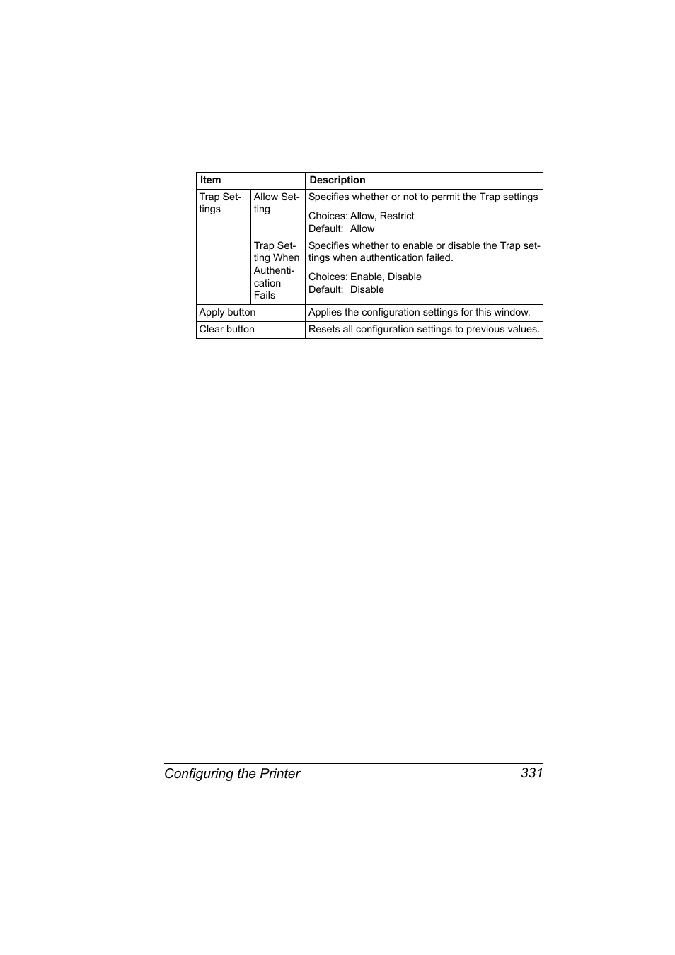 Configuring the printer 331 | Konica Minolta bizhub C31P User Manual | Page 349 / 382