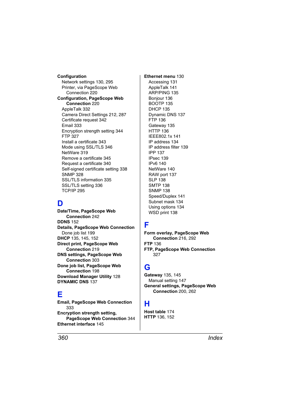 D to h | Konica Minolta bizhub C31P User Manual | Page 378 / 382