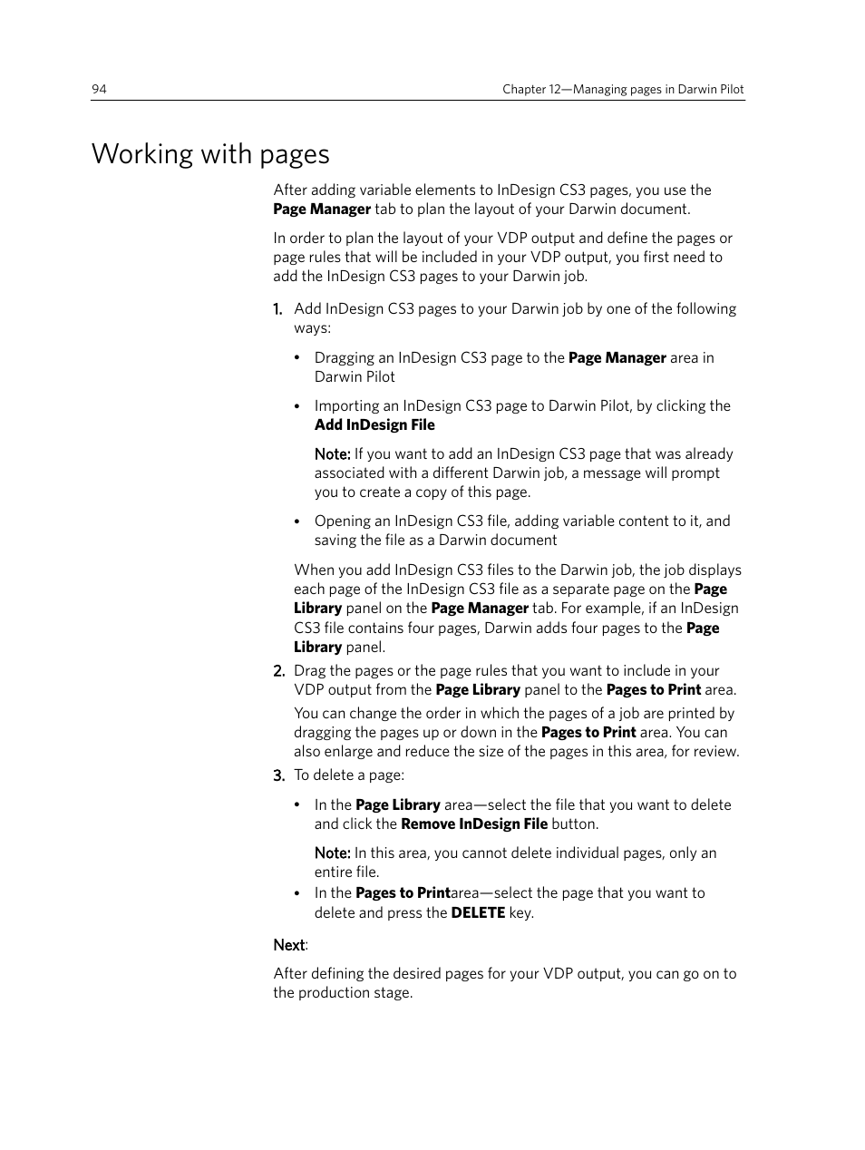 Working with pages | Konica Minolta Darwin VDP Software User Manual | Page 102 / 110