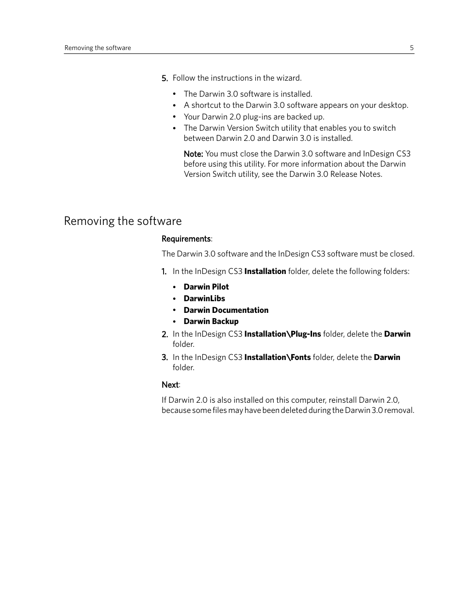 Removing the software | Konica Minolta Darwin VDP Software User Manual | Page 13 / 110