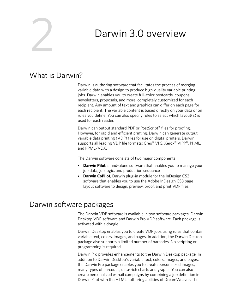 Darwin 3.0 overview, What is darwin, Darwin software packages | Konica Minolta Darwin VDP Software User Manual | Page 15 / 110