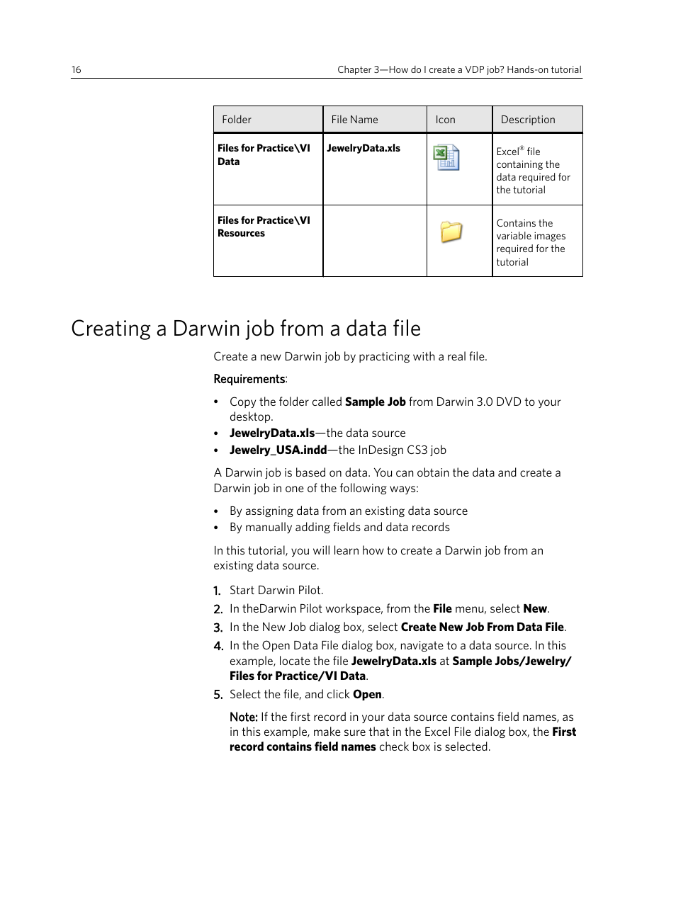 Creating a darwin job from a data file | Konica Minolta Darwin VDP Software User Manual | Page 24 / 110