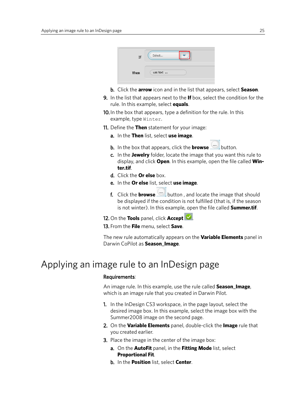 Applying an image rule to an indesign page | Konica Minolta Darwin VDP Software User Manual | Page 33 / 110