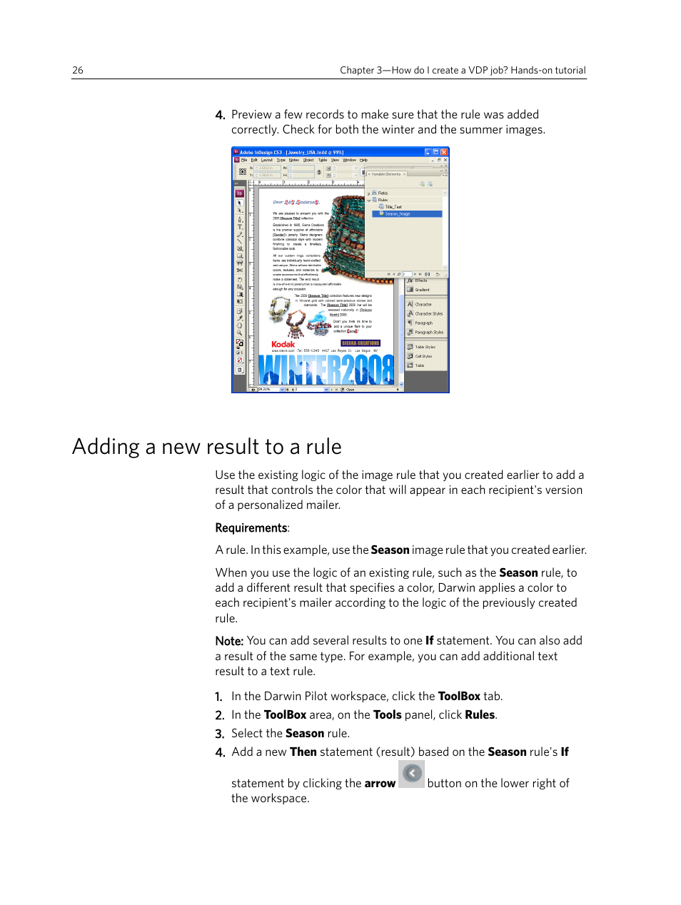 Adding a new result to a rule | Konica Minolta Darwin VDP Software User Manual | Page 34 / 110