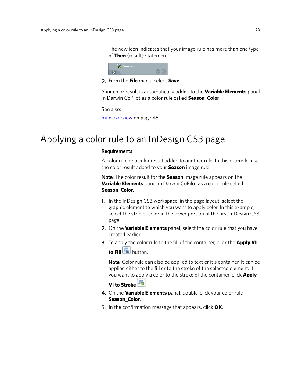 Applying a color rule to an indesign cs3 page | Konica Minolta Darwin VDP Software User Manual | Page 37 / 110