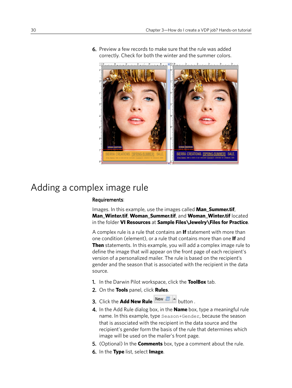 Adding a complex image rule | Konica Minolta Darwin VDP Software User Manual | Page 38 / 110