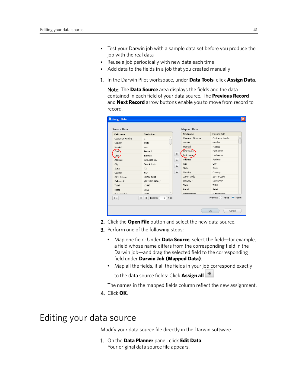 Editing your data source | Konica Minolta Darwin VDP Software User Manual | Page 49 / 110