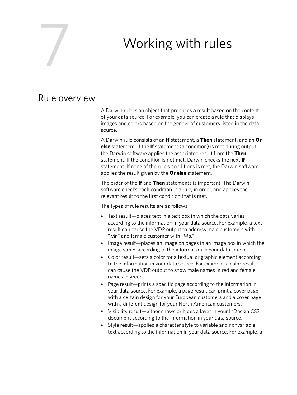 Working with rules, Rule overview | Konica Minolta Darwin VDP Software User Manual | Page 53 / 110