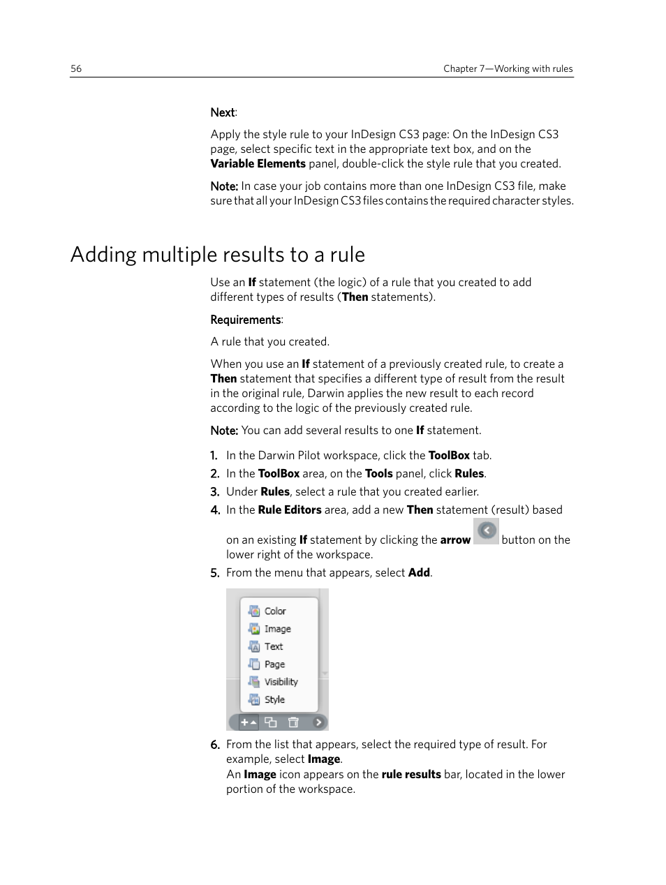 Adding multiple results to a rule | Konica Minolta Darwin VDP Software User Manual | Page 64 / 110
