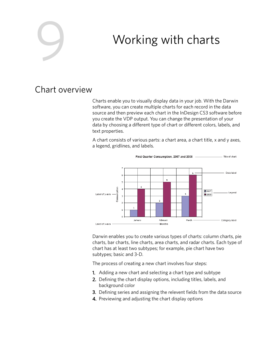 Working with charts, Chart overview | Konica Minolta Darwin VDP Software User Manual | Page 71 / 110