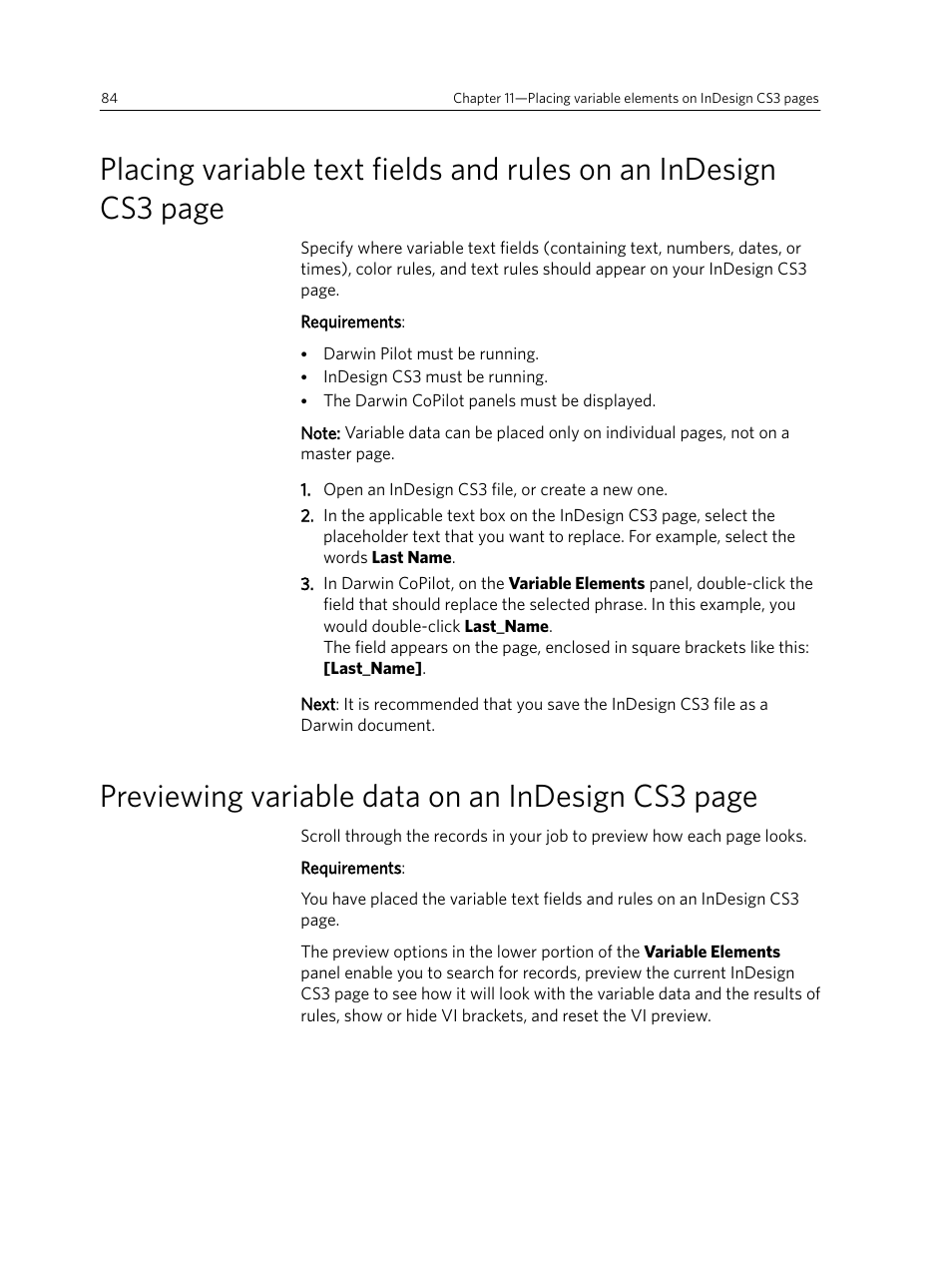 Previewing variable data on an indesign cs3 page | Konica Minolta Darwin VDP Software User Manual | Page 92 / 110