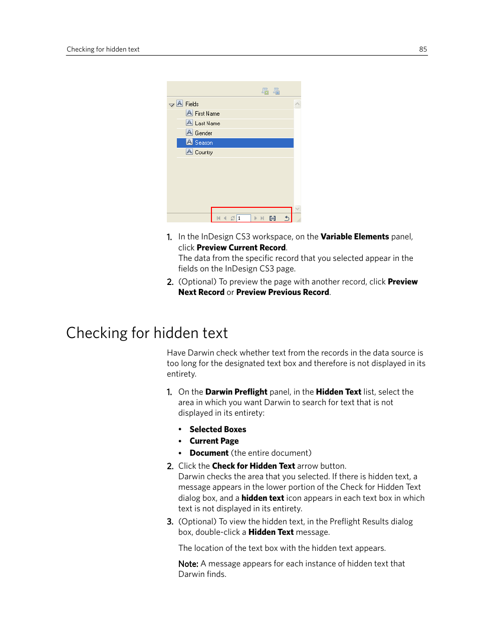 Checking for hidden text | Konica Minolta Darwin VDP Software User Manual | Page 93 / 110