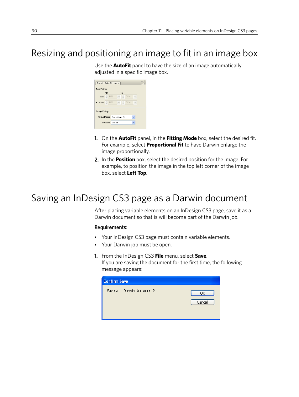 Saving an indesign cs3 page as a darwin document | Konica Minolta Darwin VDP Software User Manual | Page 98 / 110