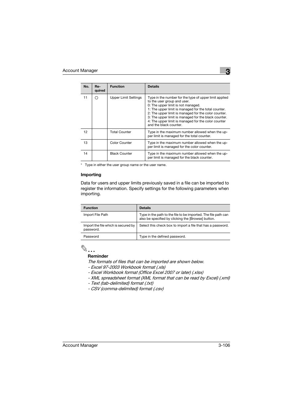 Importing, Importing -106 | Konica Minolta PageScope Enterprise Suite User Manual | Page 121 / 203