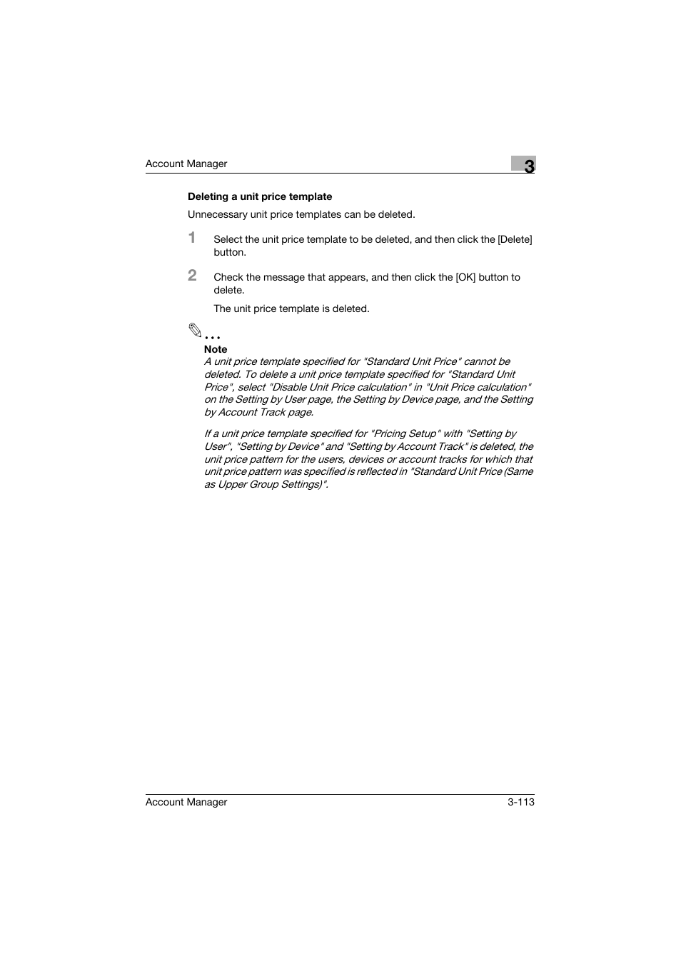Deleting a unit price template, Deleting a unit price template -113 | Konica Minolta PageScope Enterprise Suite User Manual | Page 128 / 203