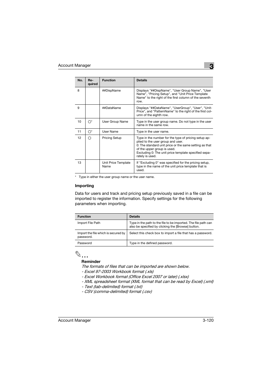 Importing, Importing -120 | Konica Minolta PageScope Enterprise Suite User Manual | Page 135 / 203