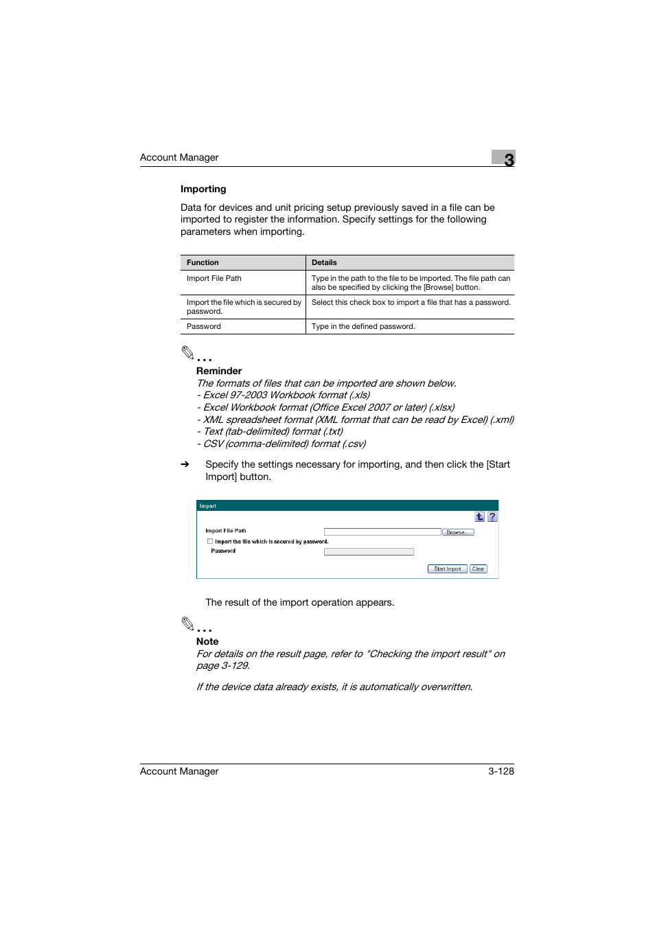 Importing, Importing -128 | Konica Minolta PageScope Enterprise Suite User Manual | Page 143 / 203