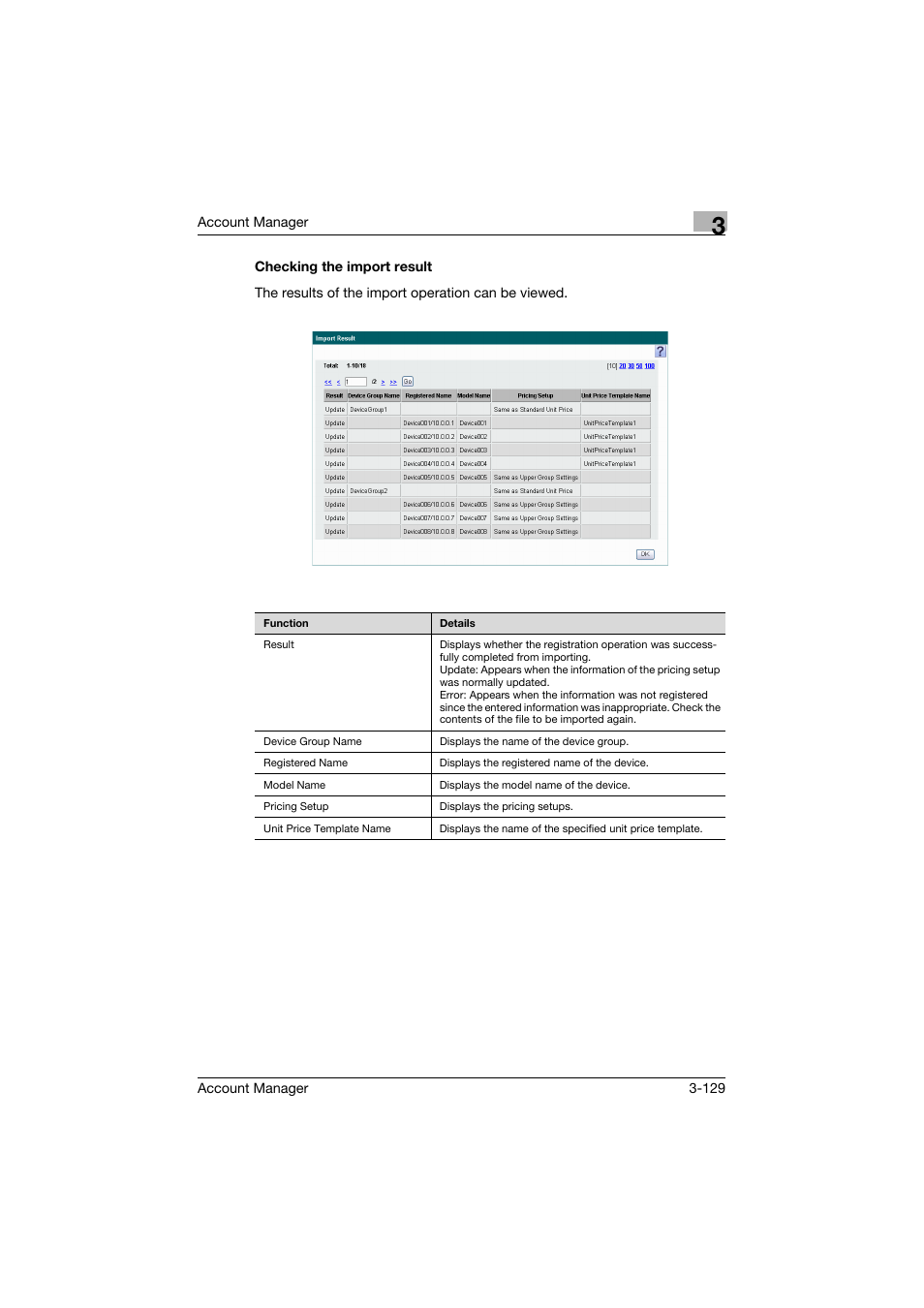Checking the import result, Checking the import result -129 | Konica Minolta PageScope Enterprise Suite User Manual | Page 144 / 203