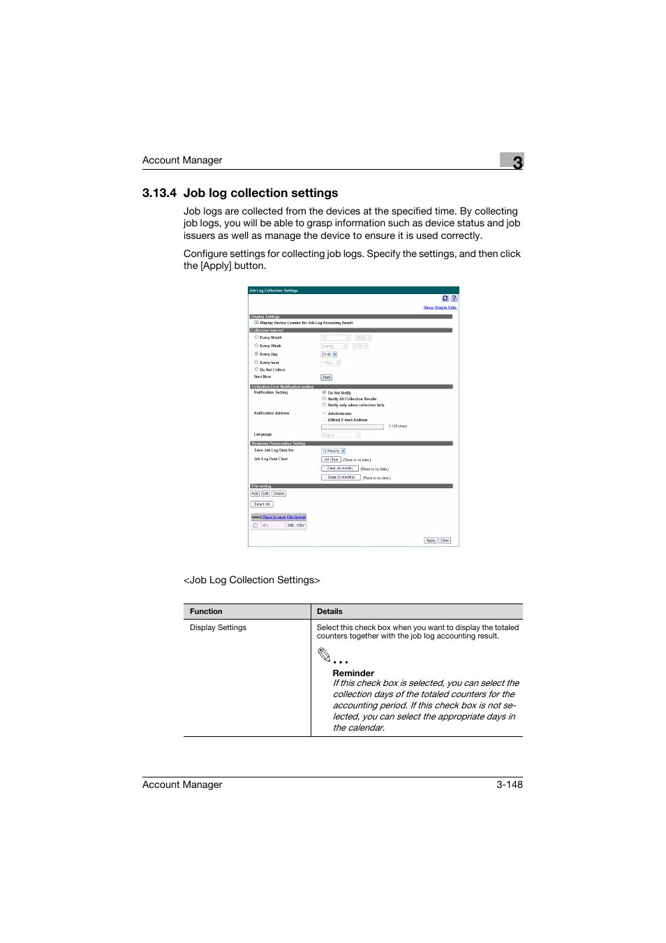 4 job log collection settings, Job log collection settings -148 | Konica Minolta PageScope Enterprise Suite User Manual | Page 163 / 203