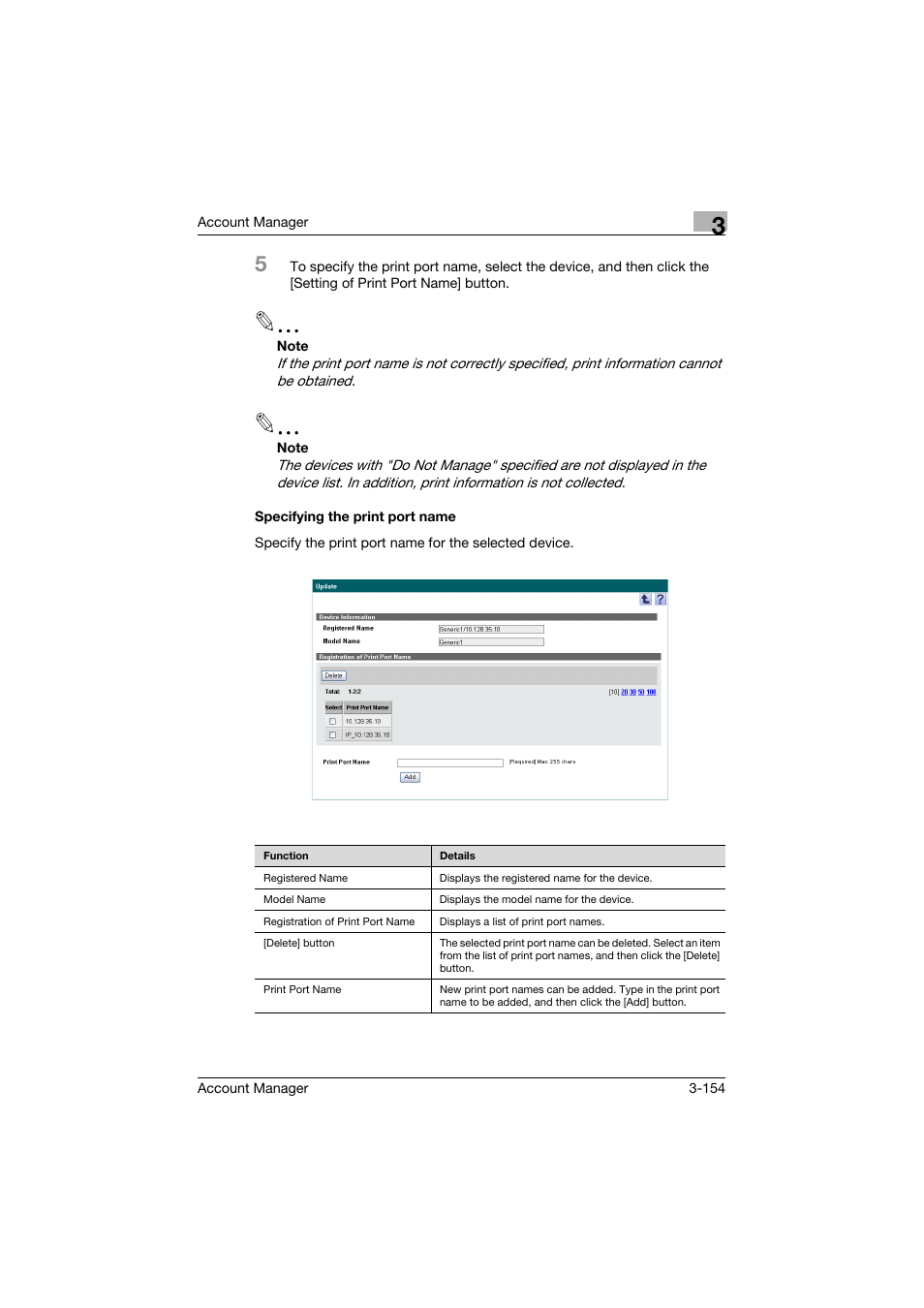 Specifying the print port name, Specifying the print port name -154 | Konica Minolta PageScope Enterprise Suite User Manual | Page 169 / 203