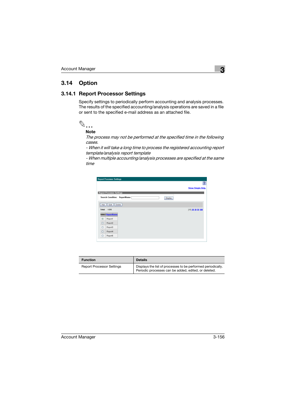 14 option, 1 report processor settings, Option -156 | Report processor settings -156 | Konica Minolta PageScope Enterprise Suite User Manual | Page 171 / 203