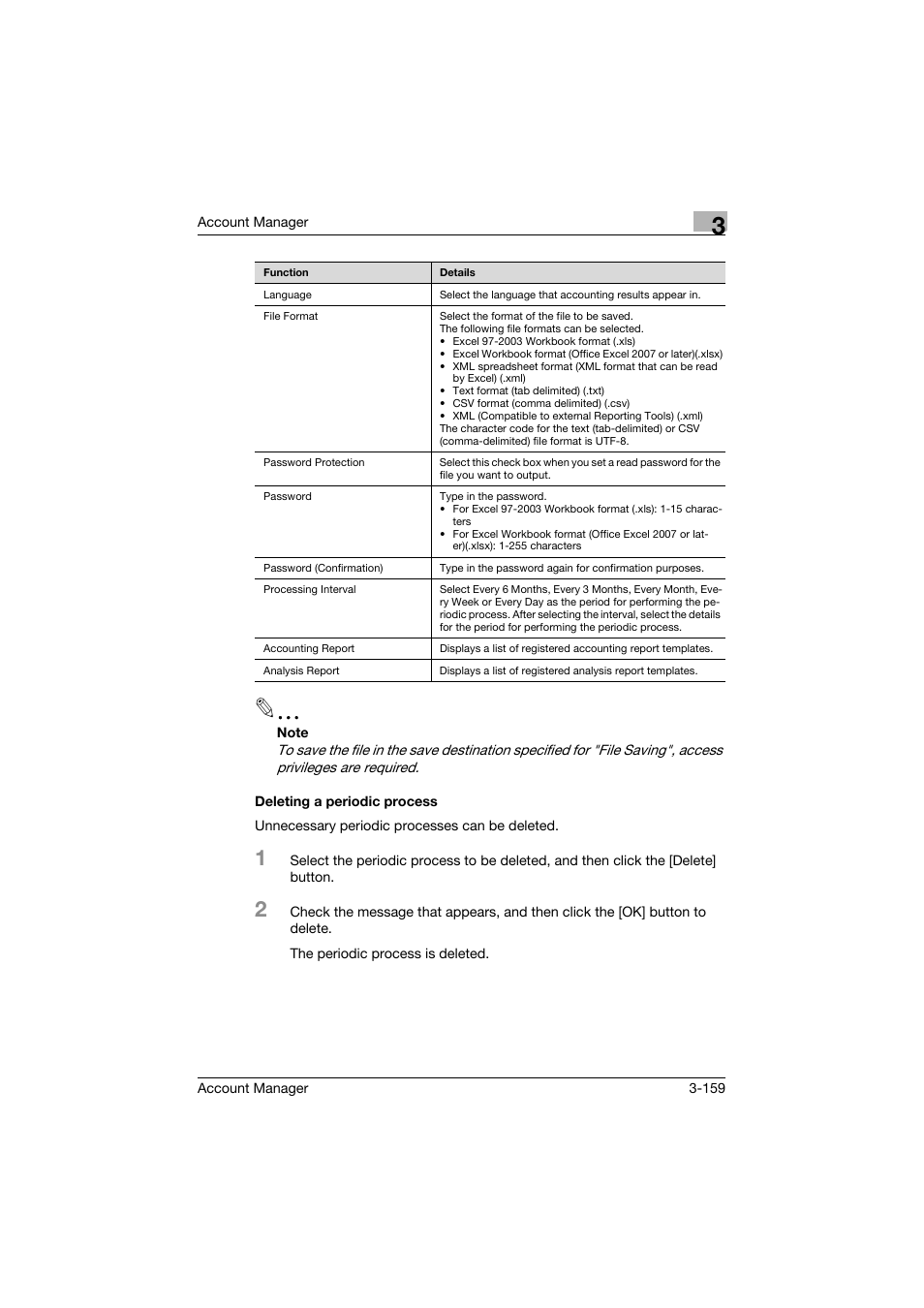 Deleting a periodic process, Deleting a periodic process -159 | Konica Minolta PageScope Enterprise Suite User Manual | Page 174 / 203