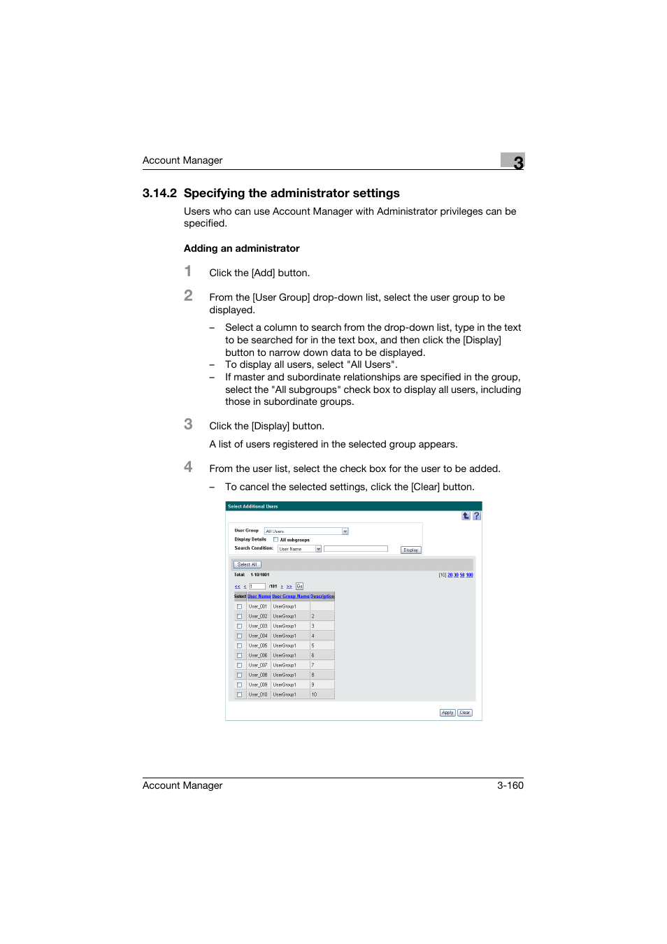 2 specifying the administrator settings, Adding an administrator | Konica Minolta PageScope Enterprise Suite User Manual | Page 175 / 203