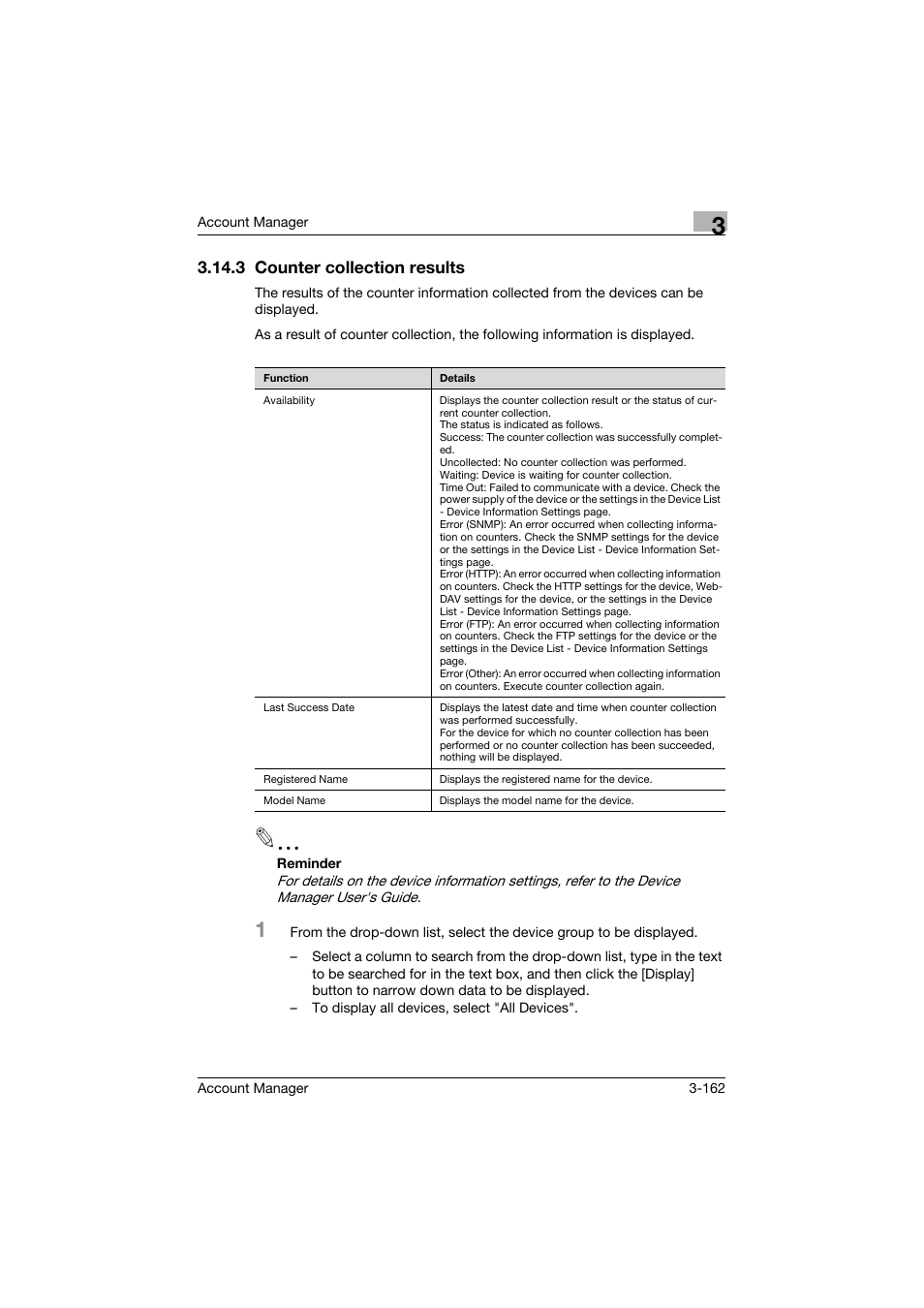 3 counter collection results, Counter collection results -162 | Konica Minolta PageScope Enterprise Suite User Manual | Page 177 / 203
