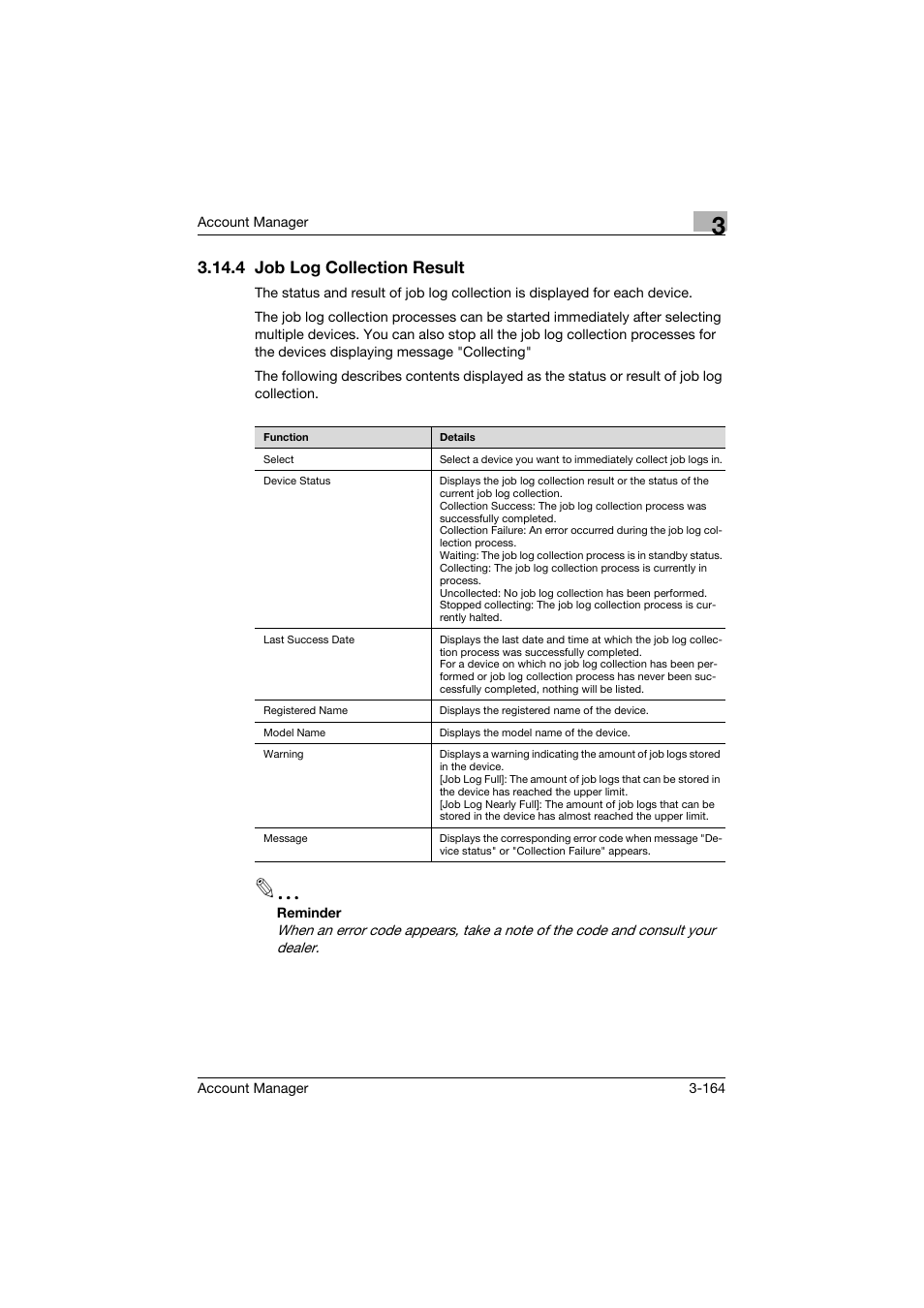 4 job log collection result, Job log collection result -164 | Konica Minolta PageScope Enterprise Suite User Manual | Page 179 / 203