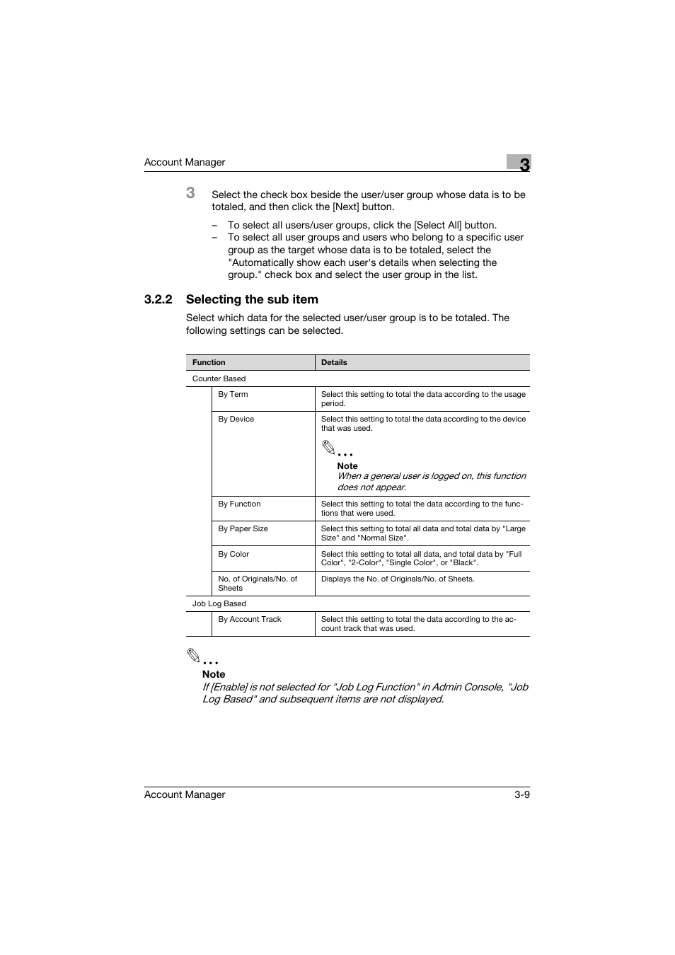 2 selecting the sub item, Selecting the sub item -9 | Konica Minolta PageScope Enterprise Suite User Manual | Page 24 / 203
