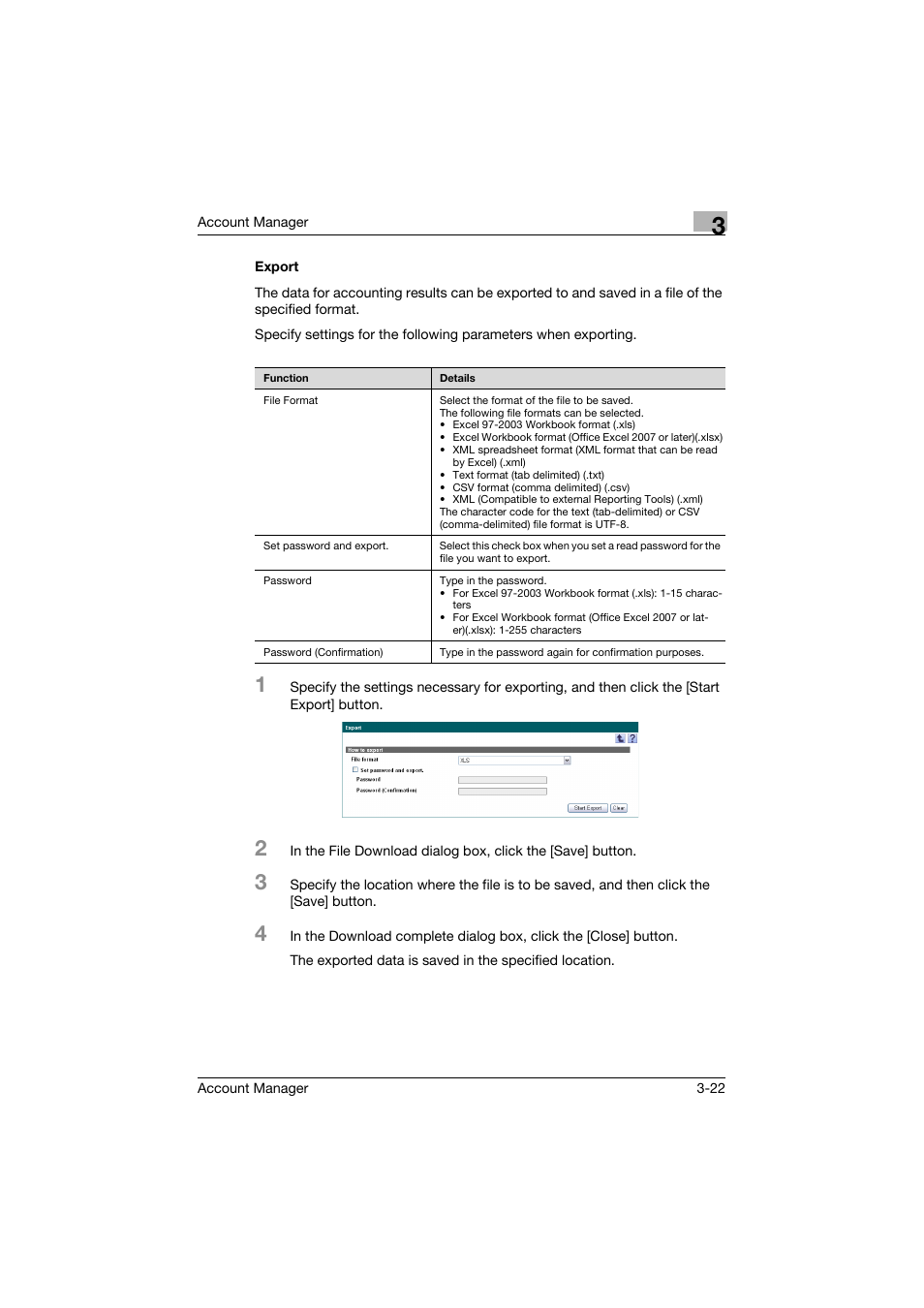 Export, Export -22 | Konica Minolta PageScope Enterprise Suite User Manual | Page 37 / 203
