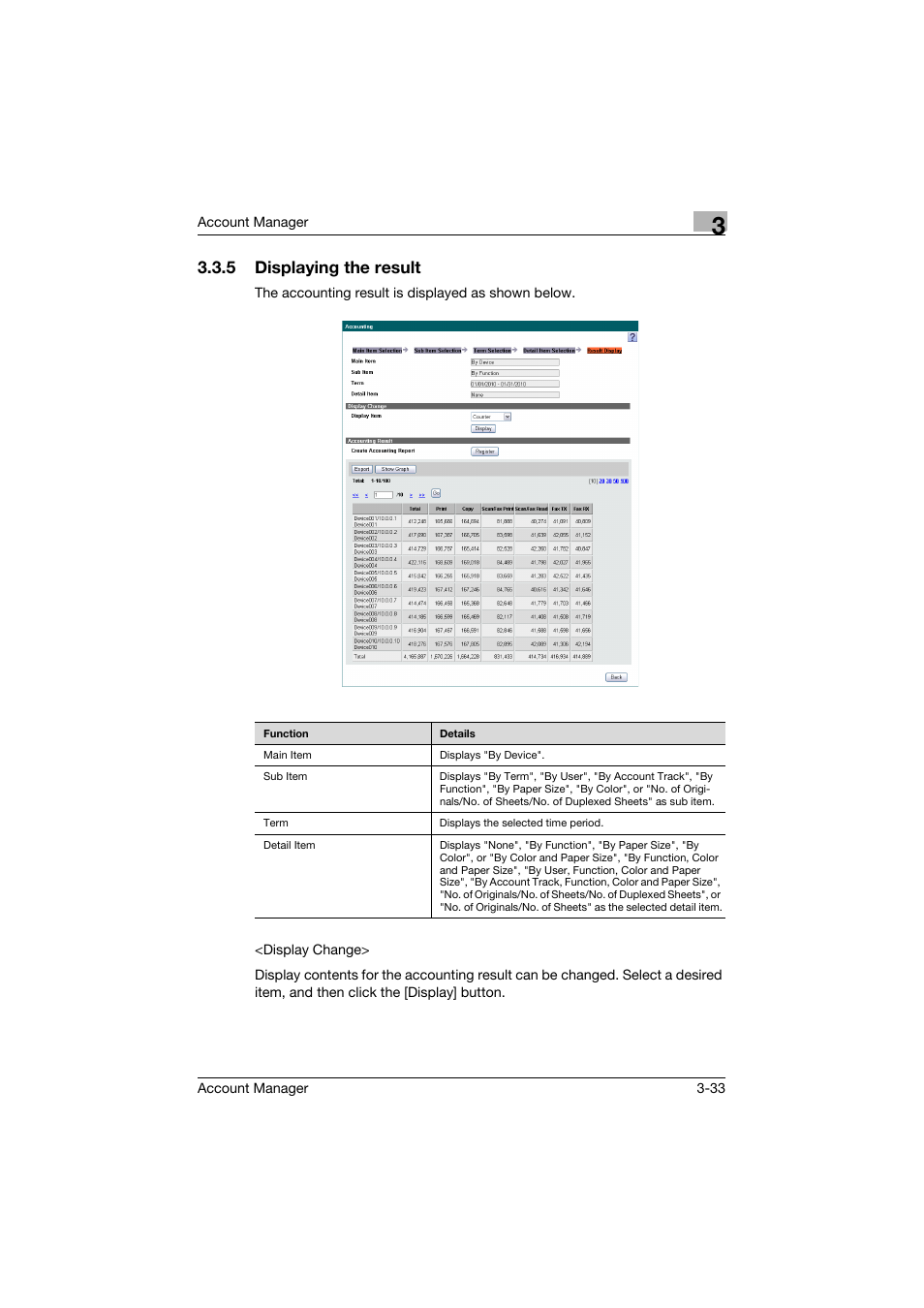 5 displaying the result, Displaying the result -33 | Konica Minolta PageScope Enterprise Suite User Manual | Page 48 / 203