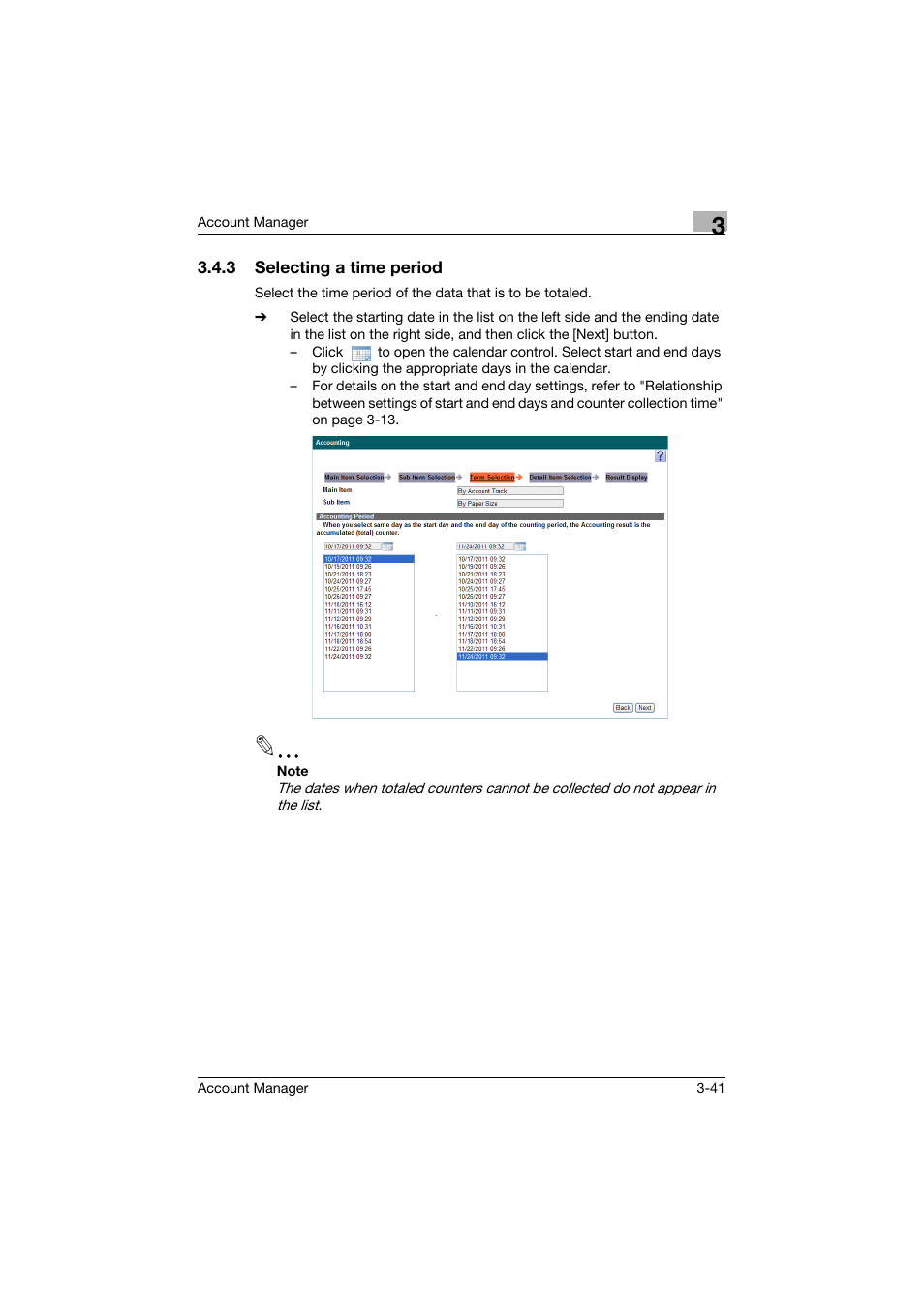3 selecting a time period, Selecting a time period -41 | Konica Minolta PageScope Enterprise Suite User Manual | Page 56 / 203