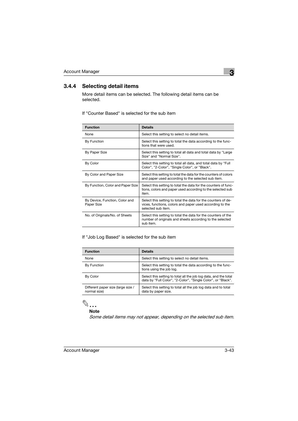 4 selecting detail items, Selecting detail items -43 | Konica Minolta PageScope Enterprise Suite User Manual | Page 58 / 203