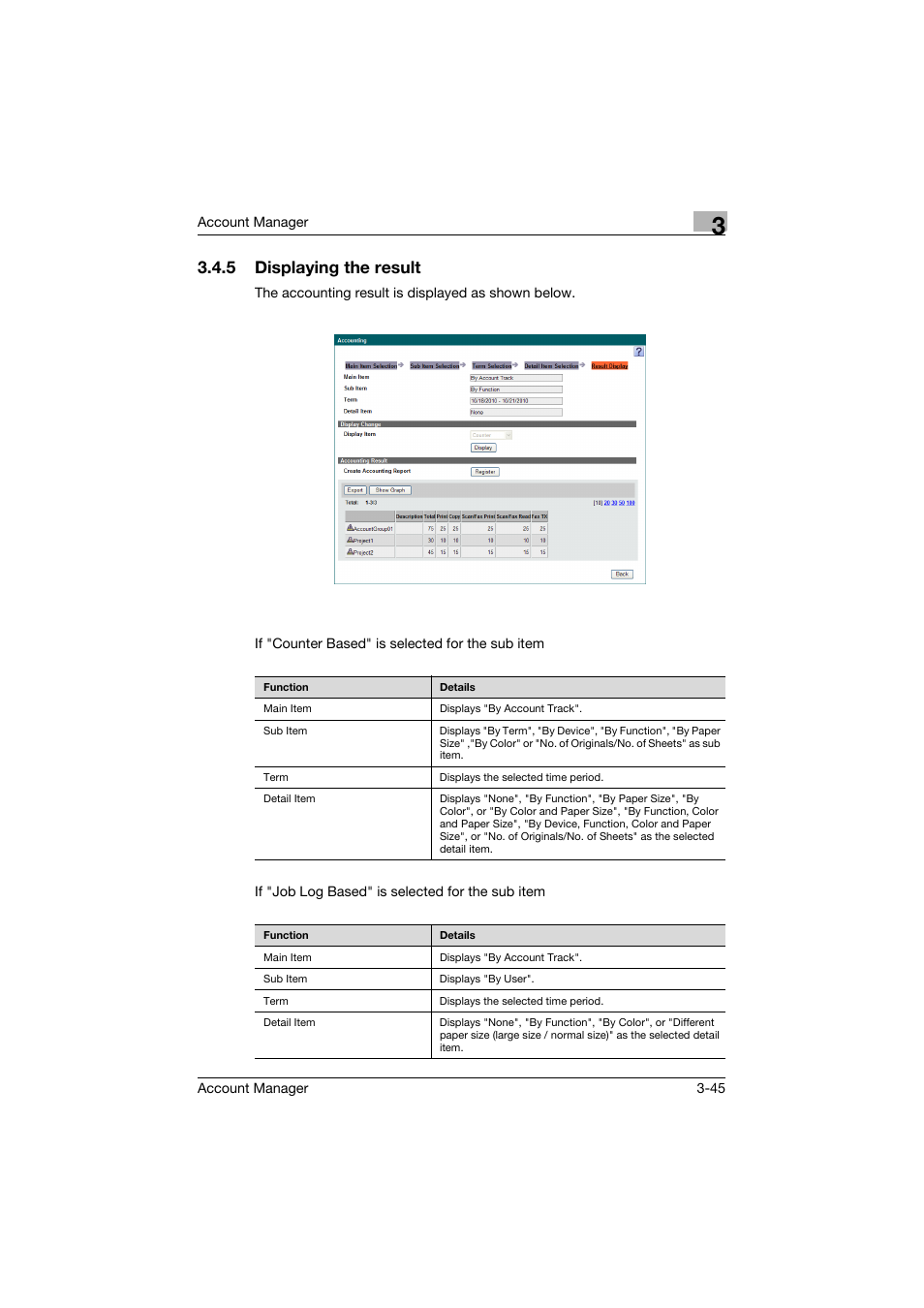 5 displaying the result, Displaying the result -45 | Konica Minolta PageScope Enterprise Suite User Manual | Page 60 / 203
